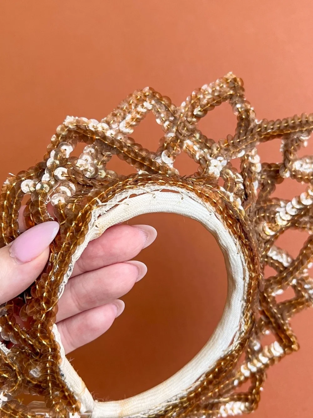 Beautiful Vintage 1940s Bronze Sequins Headband